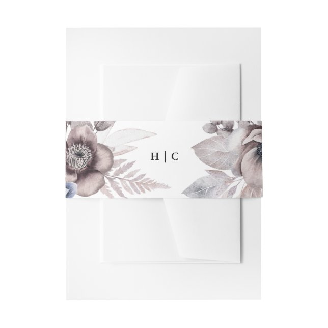 Romantic Elegant Watercolor Floral Wedding Invitation Belly Band (Front Example)