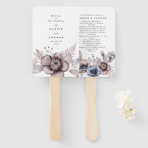Romantic Elegant Watercolor Floral Wedding Program Hand Fan