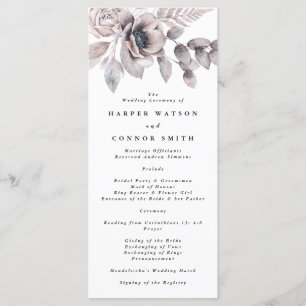 Romantic Elegant Watercolor Floral Wedding Programme