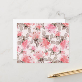 Romantic, elegant, watercolor  roses postcard