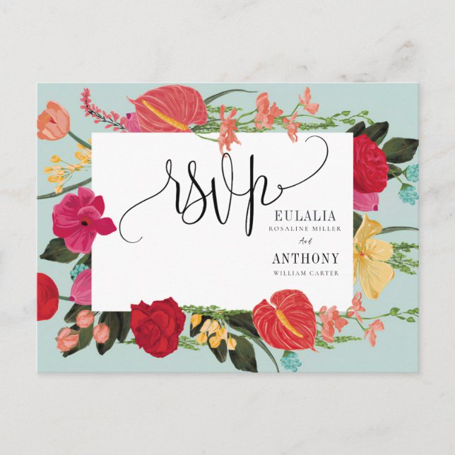 Romantic Elegant Wedding RSVP Card (Front)