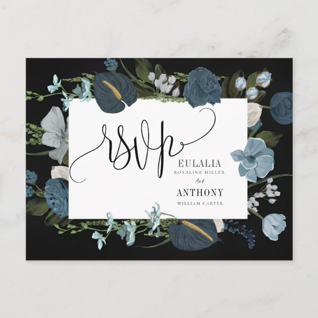 Romantic Elegant Wedding RSVP Card (Front)