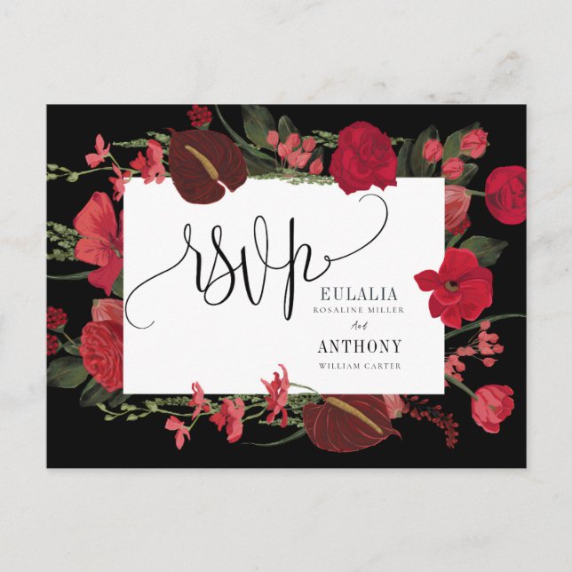 Romantic Elegant Wedding RSVP Card (Front)