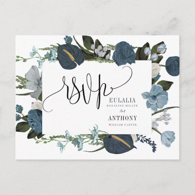 Romantic Elegant Wedding RSVP Card (Front)