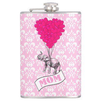 Romantic elephant and heart moms hip flask