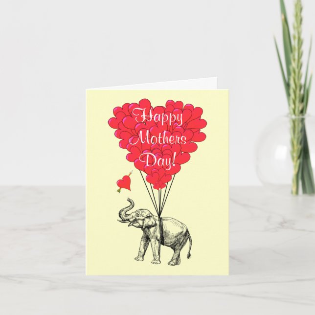 Romantic elephant mothers day card (Front)