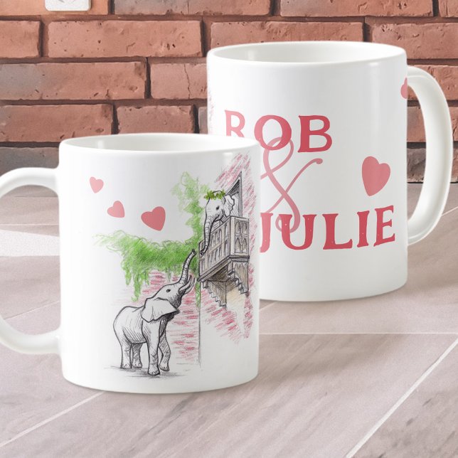 Romantic Elephants Love Romeo and Juliet Your Name Coffee Mug (Creator Uploaded)