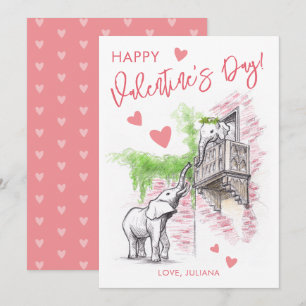 Romantic Elephants Romeo and Juliet Valentines Day Holiday Card