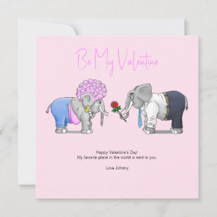 Romantic Elephants Valentine's Day Holiday Card