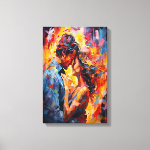 Romantic Embrace Abstract Expressionism  Canvas Print