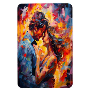 Romantic Embrace Abstract Expressionism Print Magnet