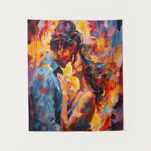Romantic Embrace Abstract Expressionism Tapestry