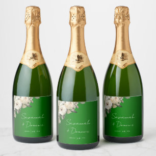 Romantic Emerald Green Wedding Sparkling Wine Label