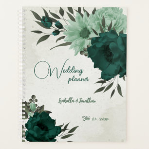 romantic emerald & soft green floral wedding planner