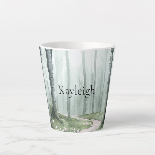 Romantic Enchanted Forest Christmas Latte Mug (Front)