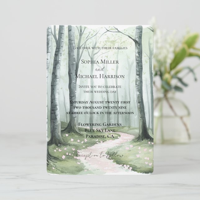 Romantic Enchanted Forest Wedding Invitation (Standing Front)