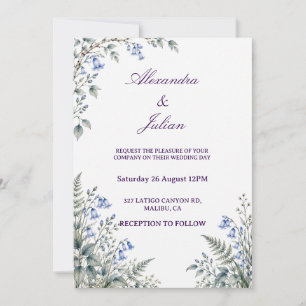 Romantic Enchanted Forest Wedding Powder Blue Blue Invitation