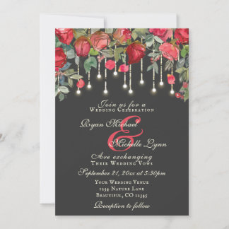 Romantic Enchanting Rose Garden Floral Wedding Invitation