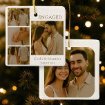Romantic Engaged Photo Engagement Christmas Ceramic Ornament<br><div class="desc">Showcase your love with this romantic ceramic ornament,  featuring four engagement photos and festive charm—perfect for celebrating your story during your first Christmas engaged.</div>