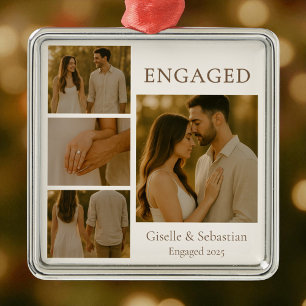 Romantic Engaged Photo Engagement Christmas Metal Tree Decoration