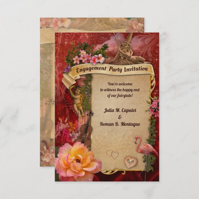 Romantic Engagement Party Invitation (Front/Back)