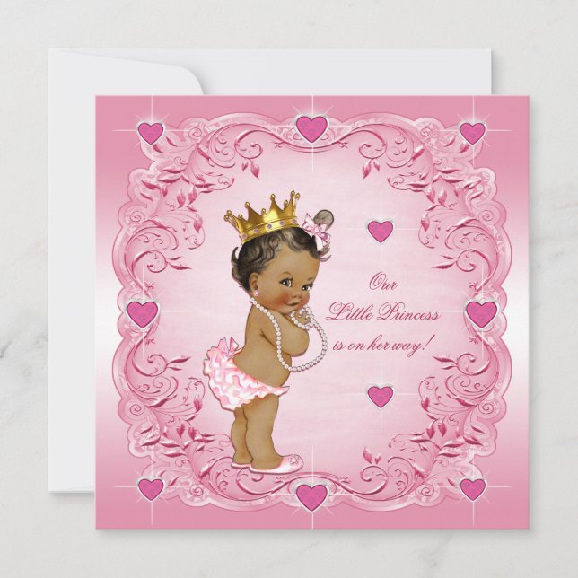 Romantic Ethnic Princess Love Hearts Baby Shower Invitation (Front)