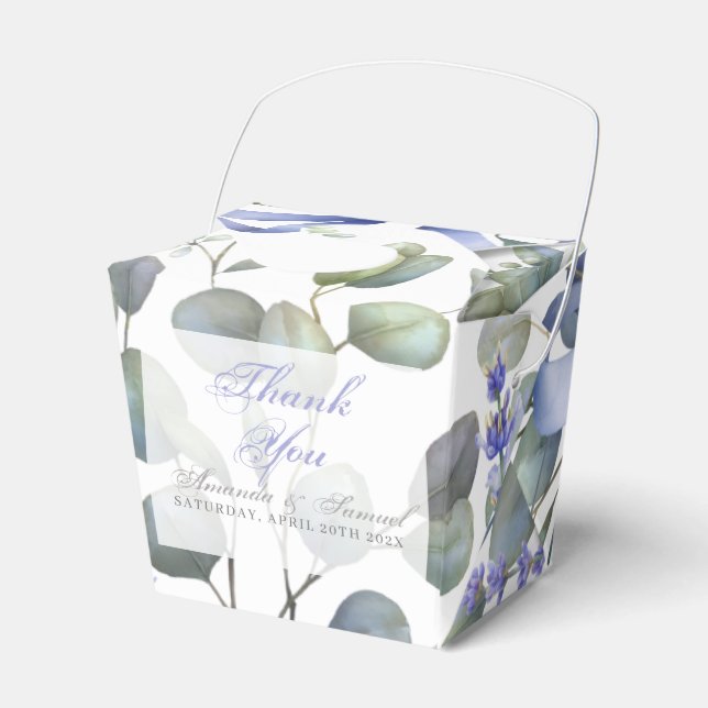 Romantic Eucalyptus & Lavender Wedding  Favour Box (Front Side)