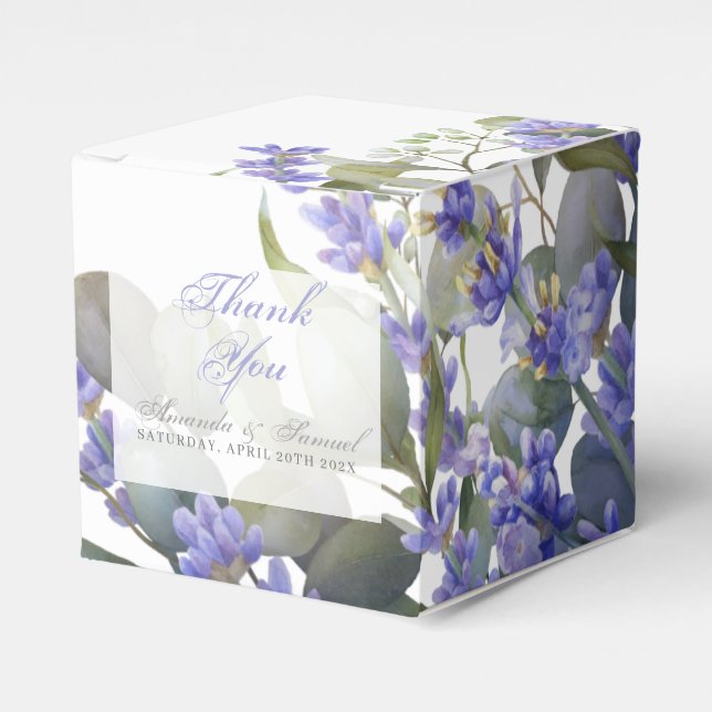 Romantic Eucalyptus & Lavender Wedding  Favour Box (Front Side)