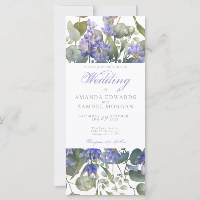 Romantic Eucalyptus & Lavender Wedding Invitation (Front)
