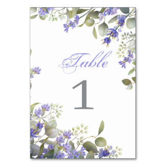 Romantic Eucalyptus & Lavender Wedding Table Number