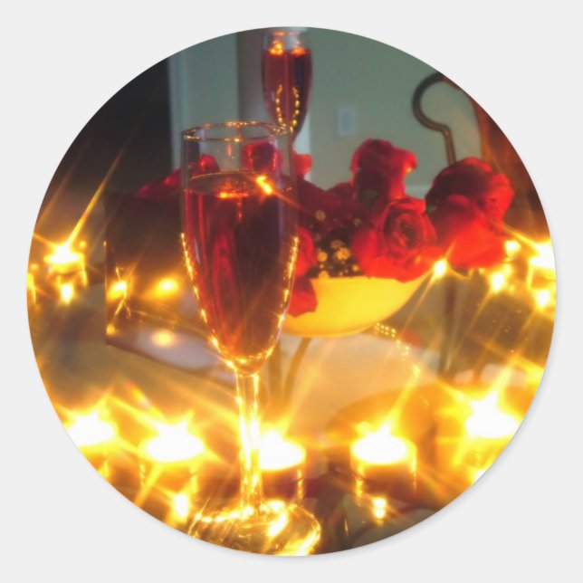 Romantic Evening Classic Round Sticker (Front)