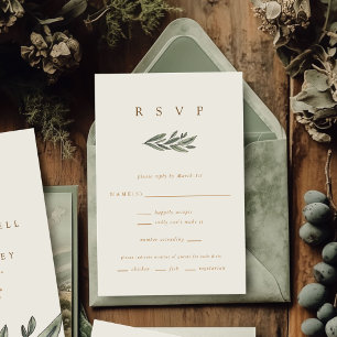 Romantic Evergreen Wedding RSVP Card