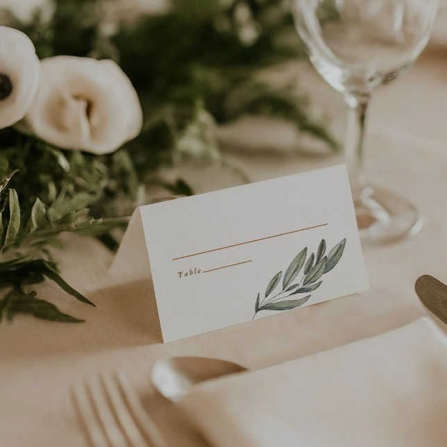Romantic Evergreens Wedding Folded Place Card (Romantic Evergreens watercolor botanical wedding folded tent place cards)