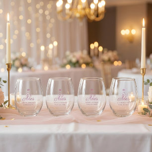 Romantic Exquisite Mis XV Spanish Script Crown Stemless Wine Glass
