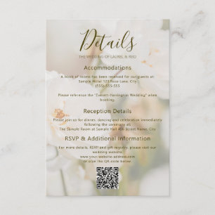 Romantic Faded White Rose Photo Wedding Details Enclosure Card