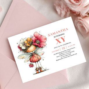 Romantic Fairy Girl 3rd Birthday Blush Floral Card