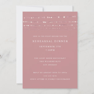 Romantic Fairy Lights Dusty Rose Rehearsal Dinner Invitation