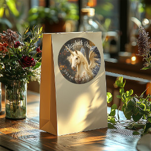 Romantic Fairy Tale Forest Unicorn With Wings Classic Round Sticker