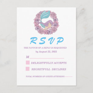 Romantic Fairy Tale Mermaid RSVP Postcard