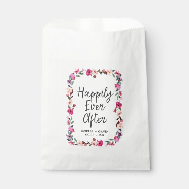 Romantic Fairytale Blossom Wreath Wedding Favour Bags (Front)