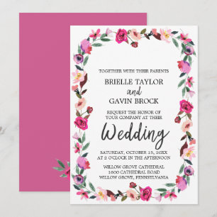 Romantic Fairytale Blossom Wreath Wedding Invitation