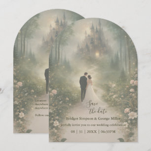 Romantic Fairytale Castle Wedding safe the date  Invitation