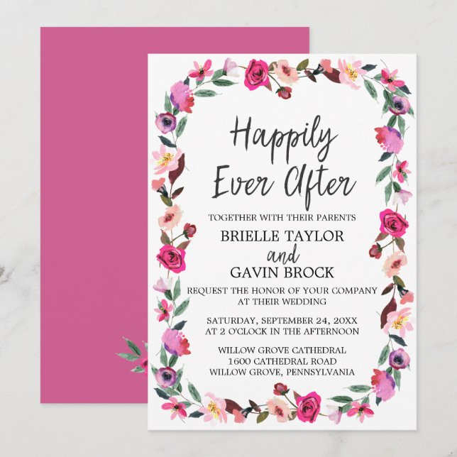 Romantic Fairytale Happily Ever After Wedding Invitation (Front/Back)