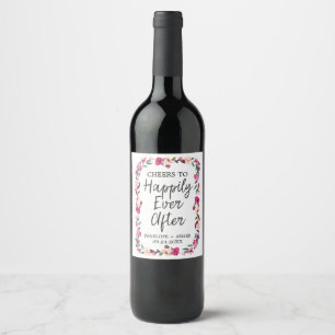 Romantic Fairytale "Happily Ever After" Wedding Wine Label