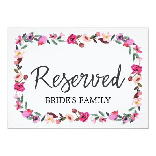 Romantic Fairytale Wreath Wedding "Reserved" Sign Card