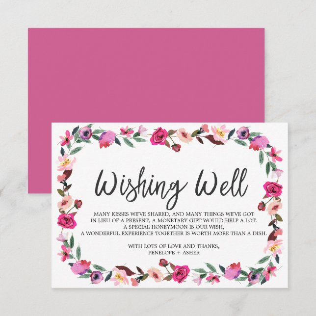 Romantic Fairytale Wreath Wedding Wishing Well Enclosure Card (Front/Back)