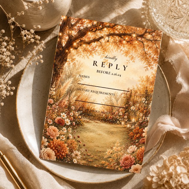 Romantic Fall Backyard Wedding RSVP Card (Creator Uploaded)