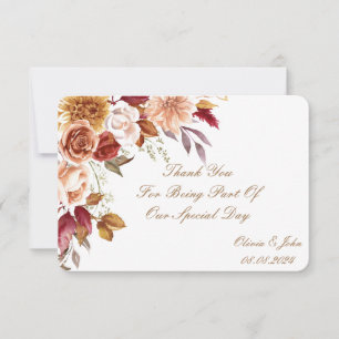 ROMANTIC FALL COLORS BRIDAL SHOWER THANK YOU CARD