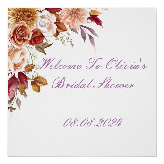 ROMANTIC FALL COLORS BRIDAL SHOWER WELCOME SIGN (Front)