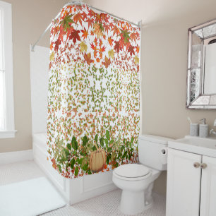 Romantic Fall Colours Maple Leaves Autumn Pumpkin Shower Curtain